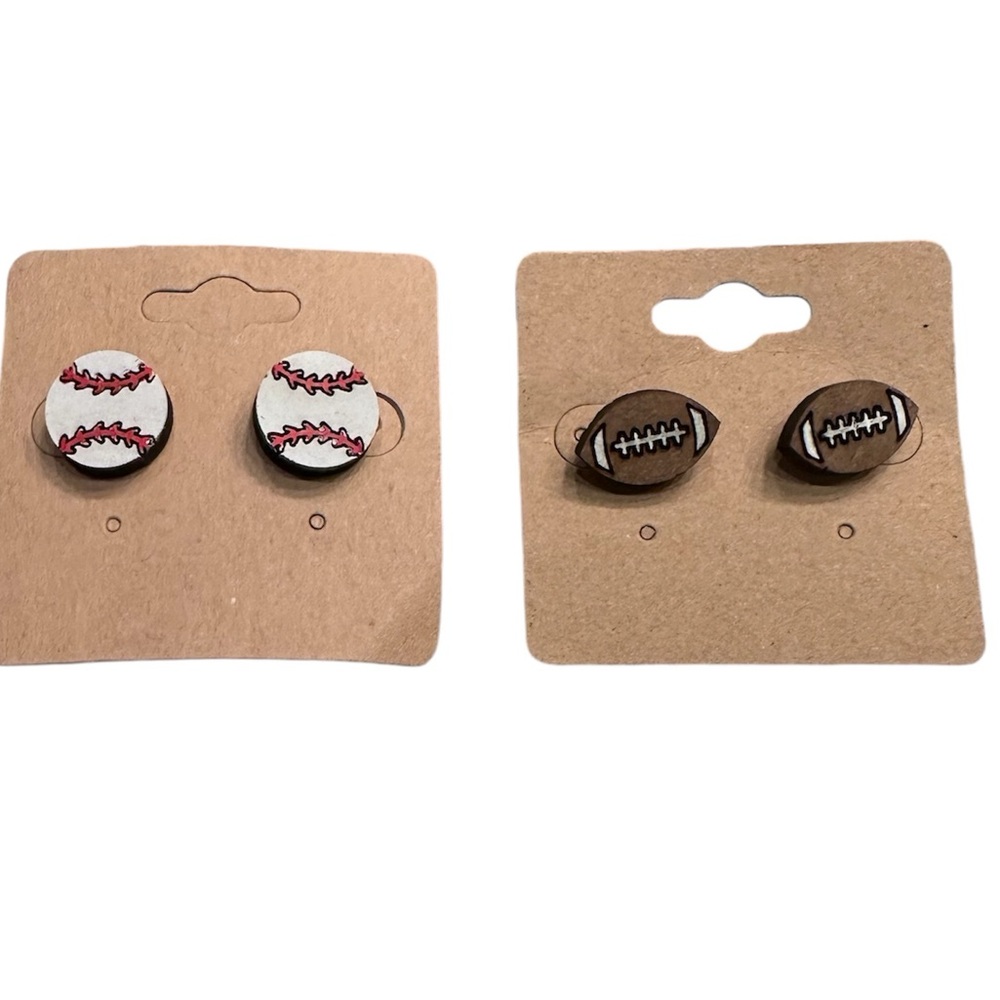 Sports-Themed Baseball and Football Earrings